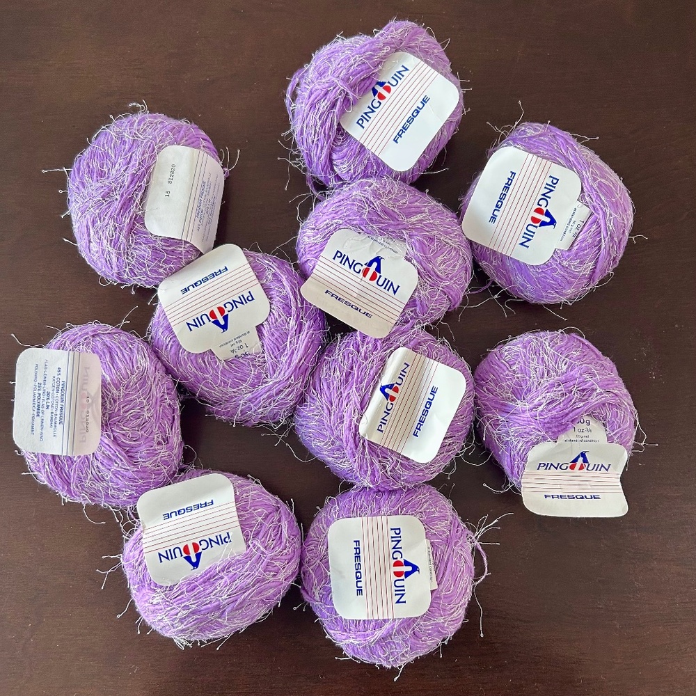 10 Skeins Purple, Pingouin Fresque Yarn, 50 grams